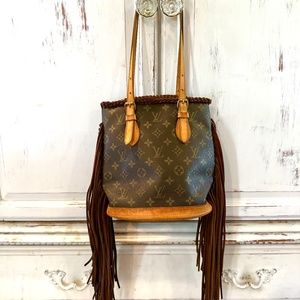 Vintage boho Louis Vuitton petite tote bag / purse brown leather french braid